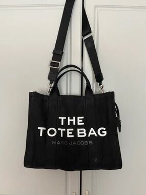 Marc Jacobs Black Canvas Tote with Bold Logo